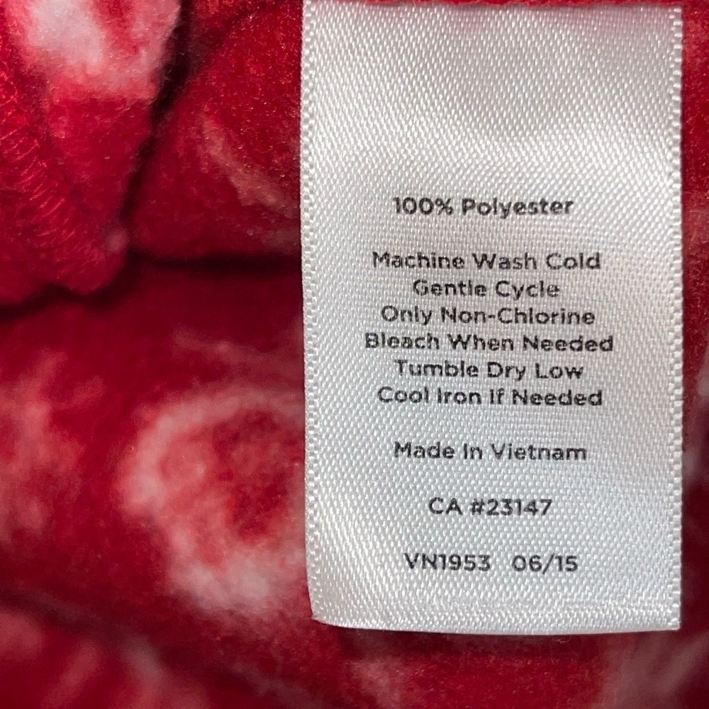 Talbots Fleece Jacket. Size large. Red Snowflake Mock Neck Zip Cozy Soft GUC - Picture 6 of 6